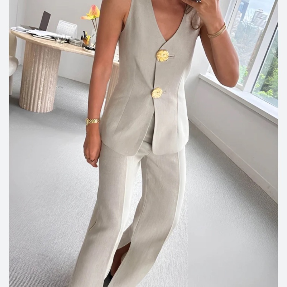 NWT Commense Cream Pants & Jumpsuit Set
